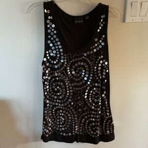 Tribal Black and Silver Sequin Tank Top